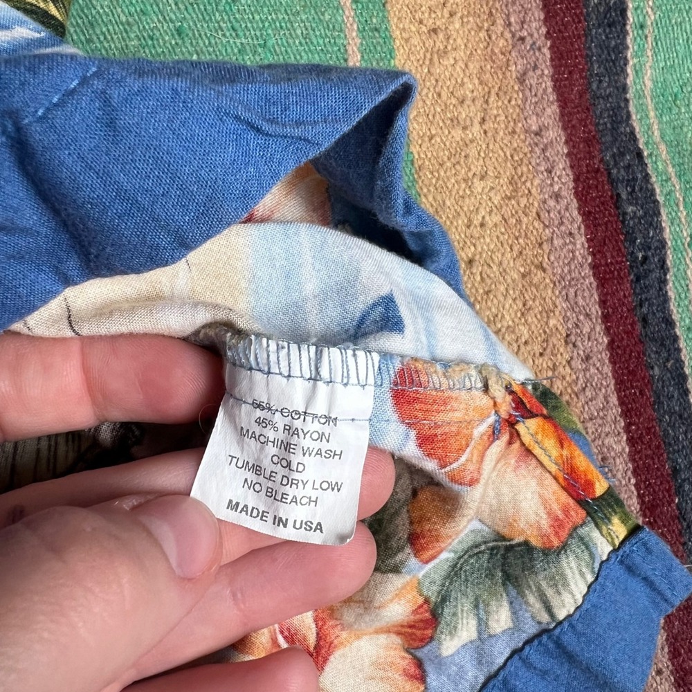 Koko Island Hawaiian Shirt Mens Large Blue Tropical Volcano Seaplane Made in USA - Picture 4 of 12